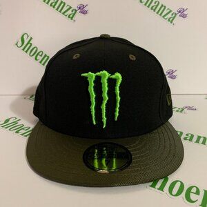 Monster Energy New Era 59Fifty Hat Baseball Fitted Cap Logo Green Black 7